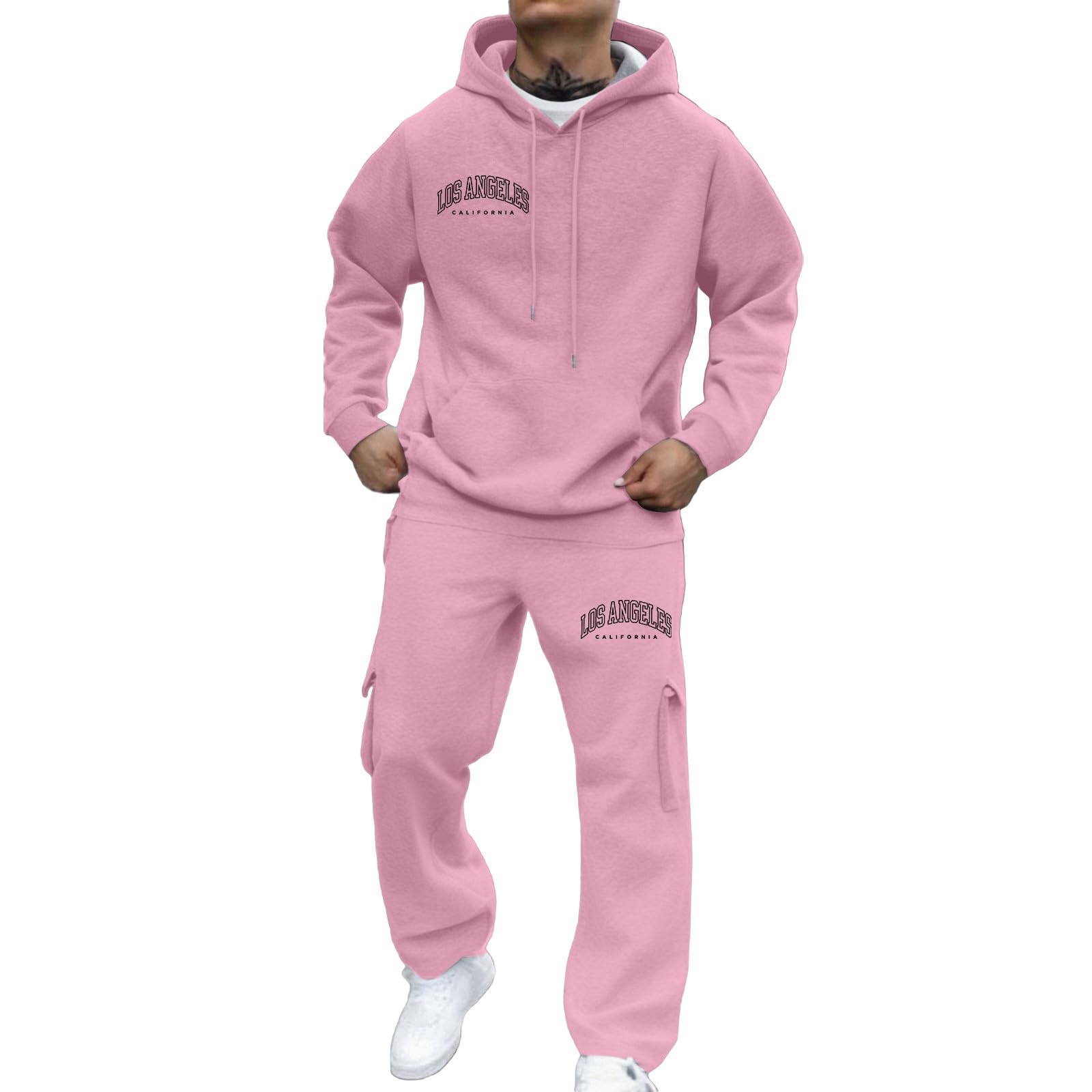 Generisch Męski dres do biegania, dres treningowy, dres rekreacyjny, ze sznurkiem, jednokolorowy, przewiewna bawełna, ciepły, hip hop, na siłownię, fitness