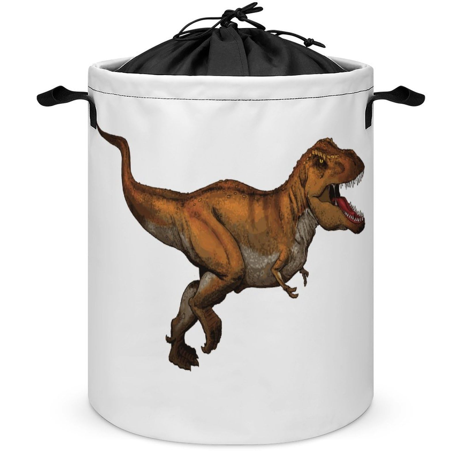 Qjjinxior Drawstring Laundry Hamper, Walking Dinosaurs Laundry Basket, Washing Basket with Handle
