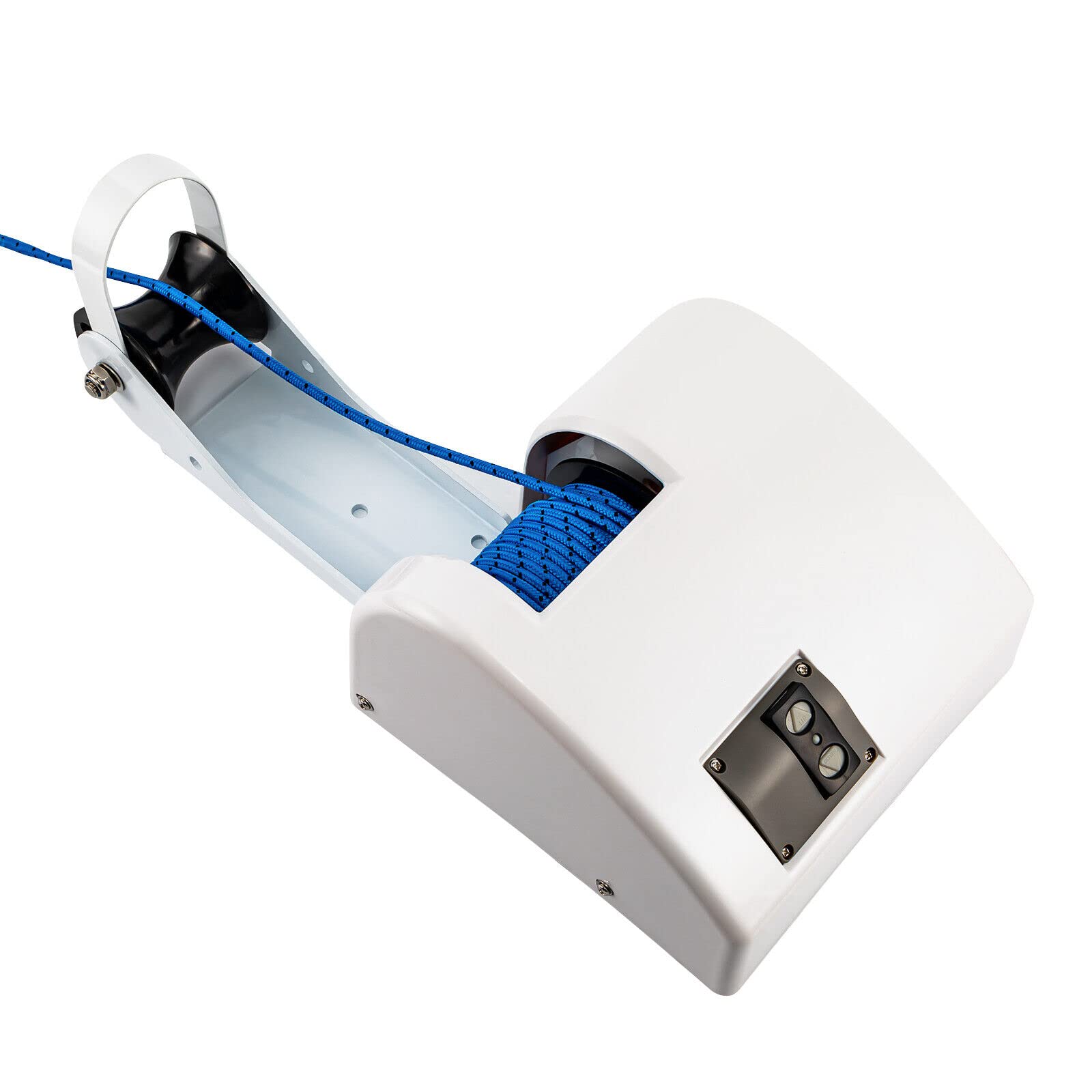 45LBS 30M 12V Guindeau électrique avec télécommande sans fil Treuil de bateau Treuil électrique pour ancre jusqu'à 20 kg