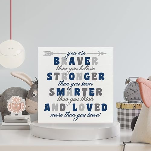 Miniatura 8 de Letrero de madera para habitación de niños, Little Dude, decoración inspiradora de escritorio para dormitorio de bebé, decoración motivacional para