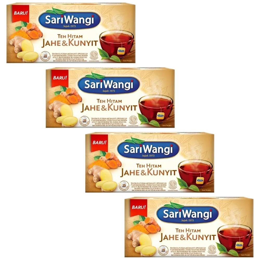 Generic Sari Wangi Jahe & Kunyit, Indonesian Black Tea, 25 Count (Pack of 4)
