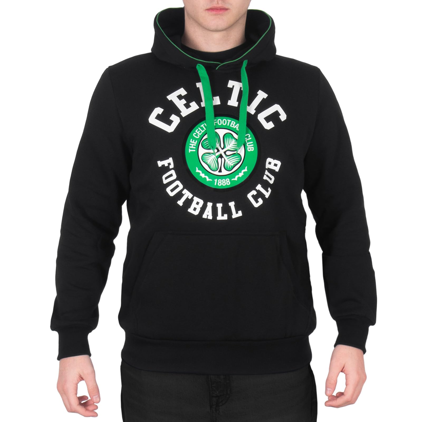 Celtic F.c. Men's Black Crest Celtic Fc Official Football Gift Fleece Hoody Large