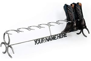 Rustic Custom Name Horseshoe Boot Rack
