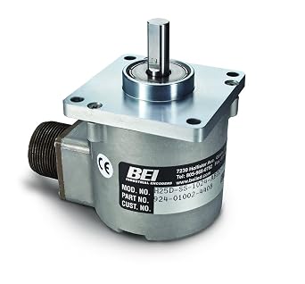 BEI Sensors 01002-7573 H25 Rotary Incremental Encoder, H25D-SS-2000-ABC-28V/5-SM16-S, Heavy Duty 2.5" Diameter Square Flange Mount, 1.25" Diameter Pilot and 3/8" Diameter Shaft, 2000 ppr, 2.5"