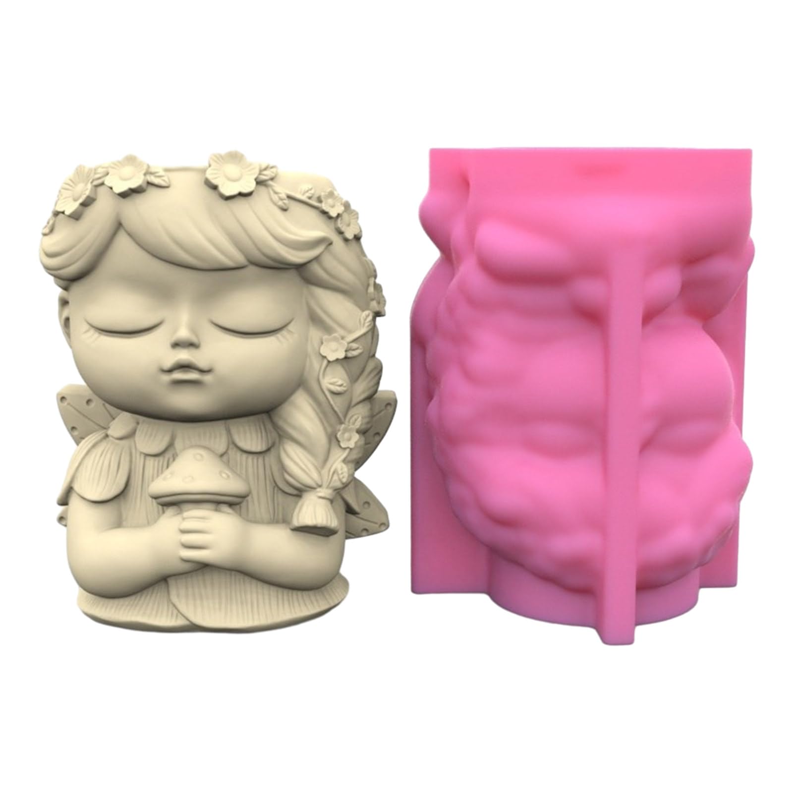 NEWFT Flower Pots Cement Silicone Mold 3D Girl Planter Resin Mold Jewelry Storage Mould Epoxy Casting