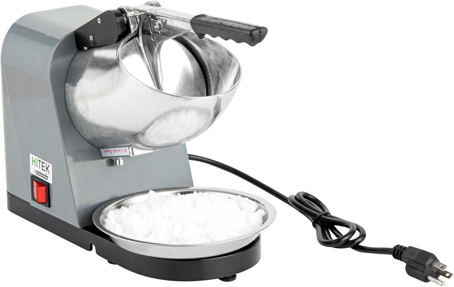 Restaurantware Electric Ice Crusher Machine - 65 Kg/Hr - Plastic Ice Shaver With Stainless Steel Blades - Compact Gray Space-Saving Kitchen Countertop Use