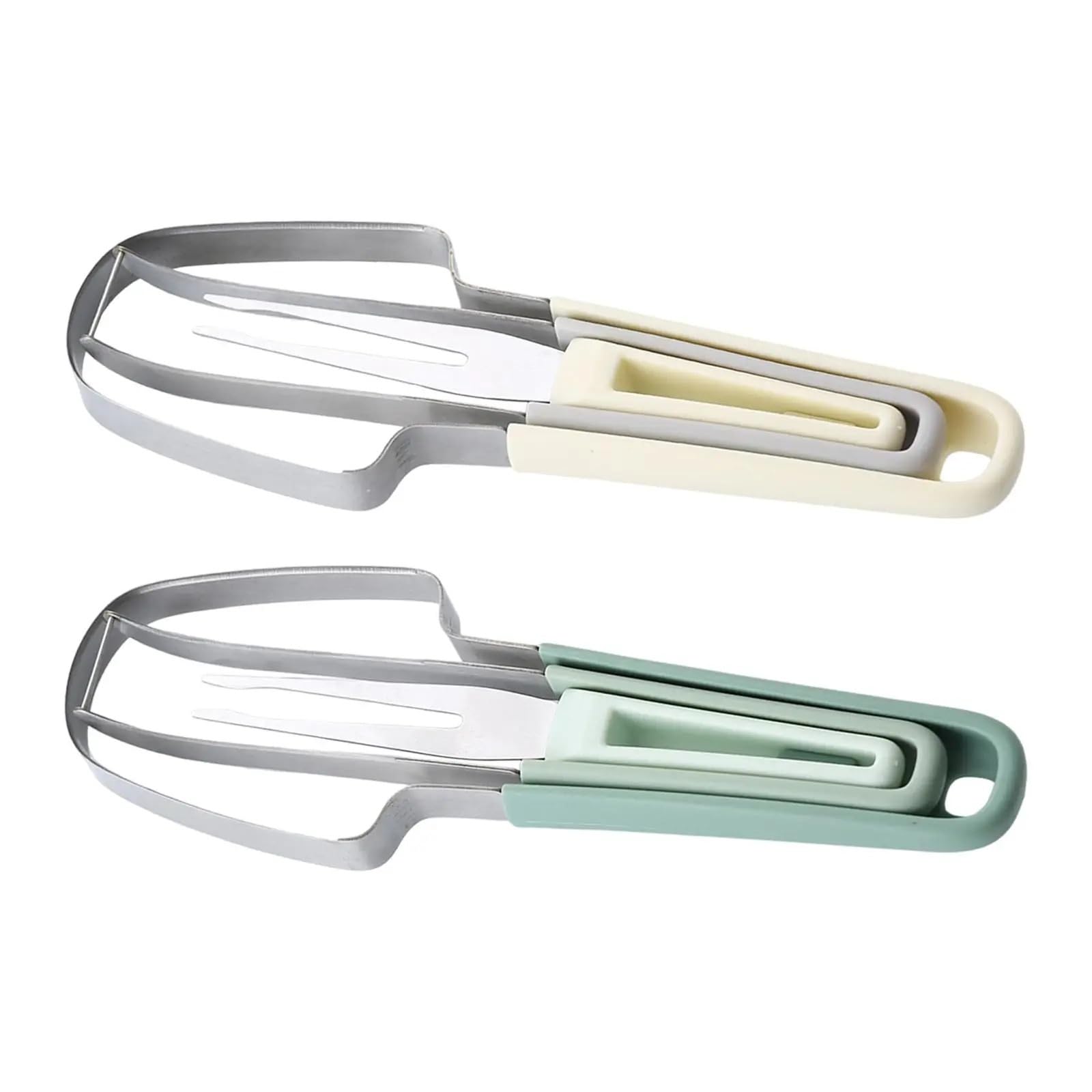 Missffcat 2pcs 3 in 1 Watermelon Fork Slicer Cutter - Lightweight Stainless Steel Melon Cutting Tool for Easy Serving at Parties and Home Use