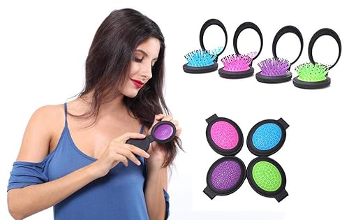 Miniatura 3 de LOUISE MAELYS 1 mini peine plegable de bolsillo para el pelo con espejo de viaje, idea de regalo