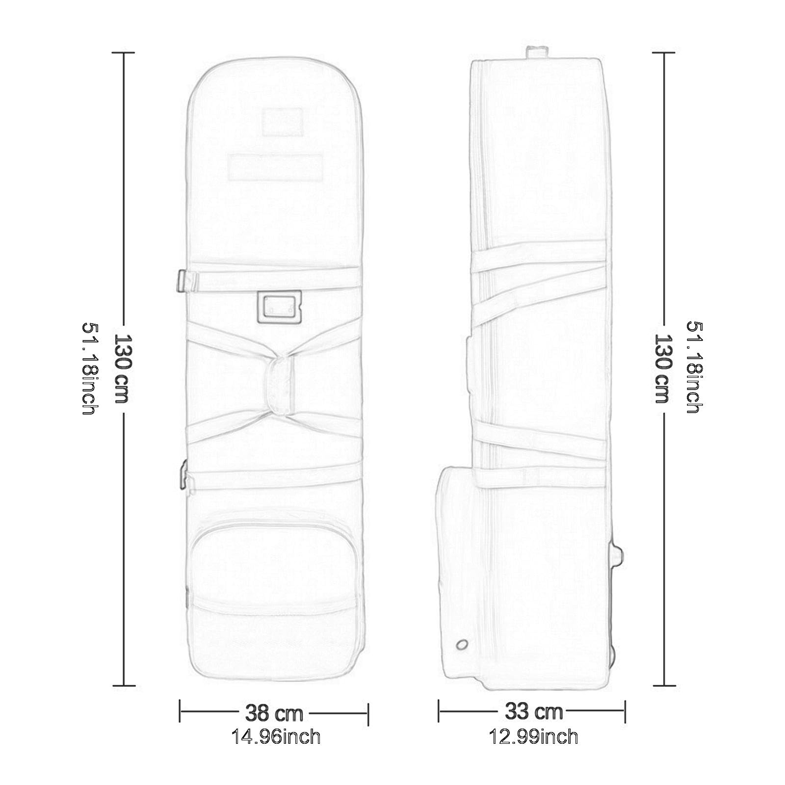 Menolana with Wheels Golf Travelling Bag Solid Base Large Capacity Nylon Glove Pocket Golf Aviation Bag Golf Club Carrier for Airlines, Black