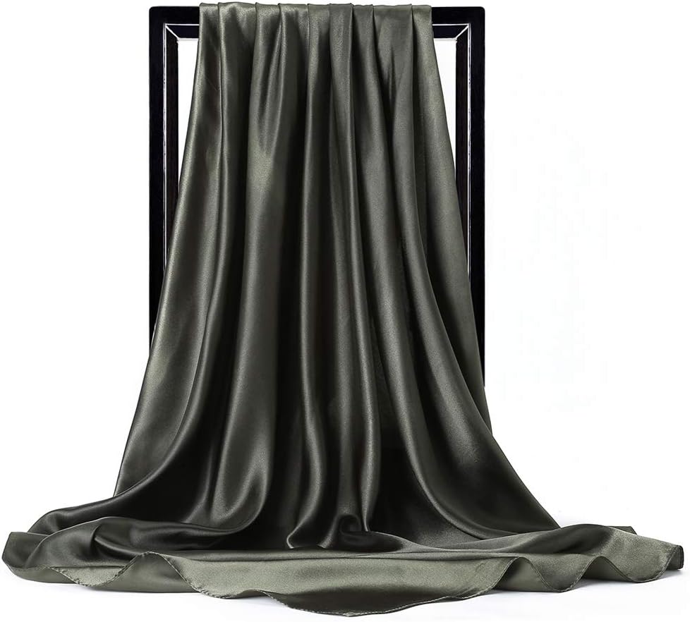 ASUITOFK 35" Womens Large Satin Square Scarf Silk Feeling Hair Wrapping Gift Headscarf Scarves - Image 2