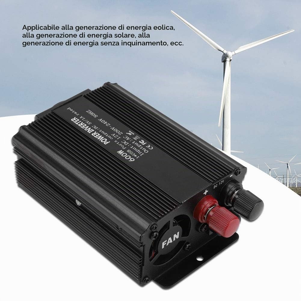Inverter, inverter solare 12 V, convertitore 220 V, potenza 600 W, porta USB, presa multifunzione, potenza continua 600 W, inverter per auto, inverter target. Inverter intelligente.