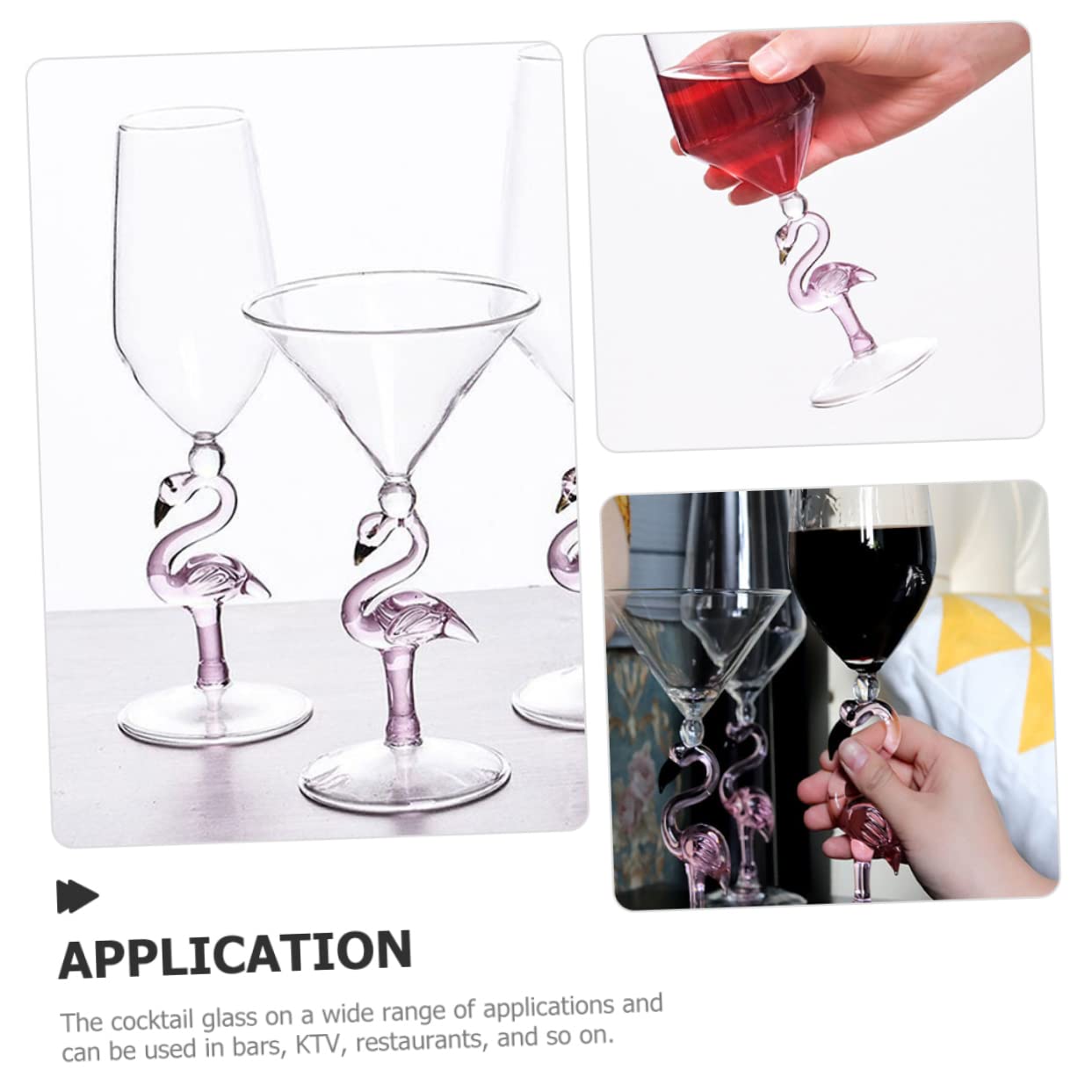 Amosfun Verres à Vin Résistant à L'usure en Verre Lot de 2 Domestique Design Créatif et Délicat Capacité 330 Ml pour Fêtes et Bars