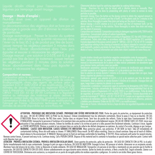 Rinçage assainissant chloré fruits et légumes 5 L