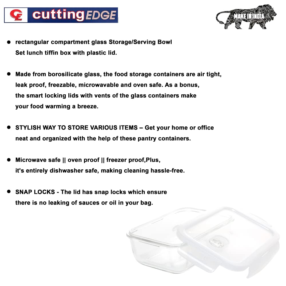 Cutting EDGE Glass Containers - Set of 3 -8 Cutting EDGE Glass Containers - Set of 3 -8