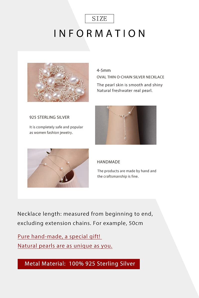 LOKILOKI Cadena De Plata De Ley 925 En El Collar para Mujer, Mini Perlas Naturales De Agua Dulce, Joyería, Regalos para El Año Nuevo