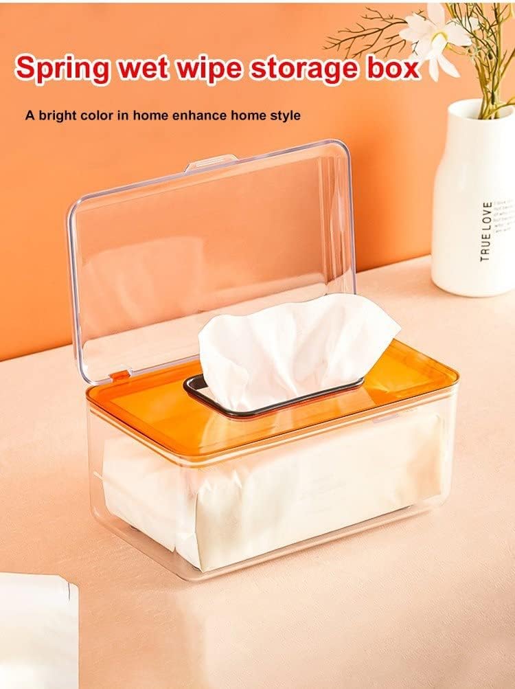 Transparent mask Storage Box Household Living Room Tissue Modern Simple Wipes with Spring(Blue)