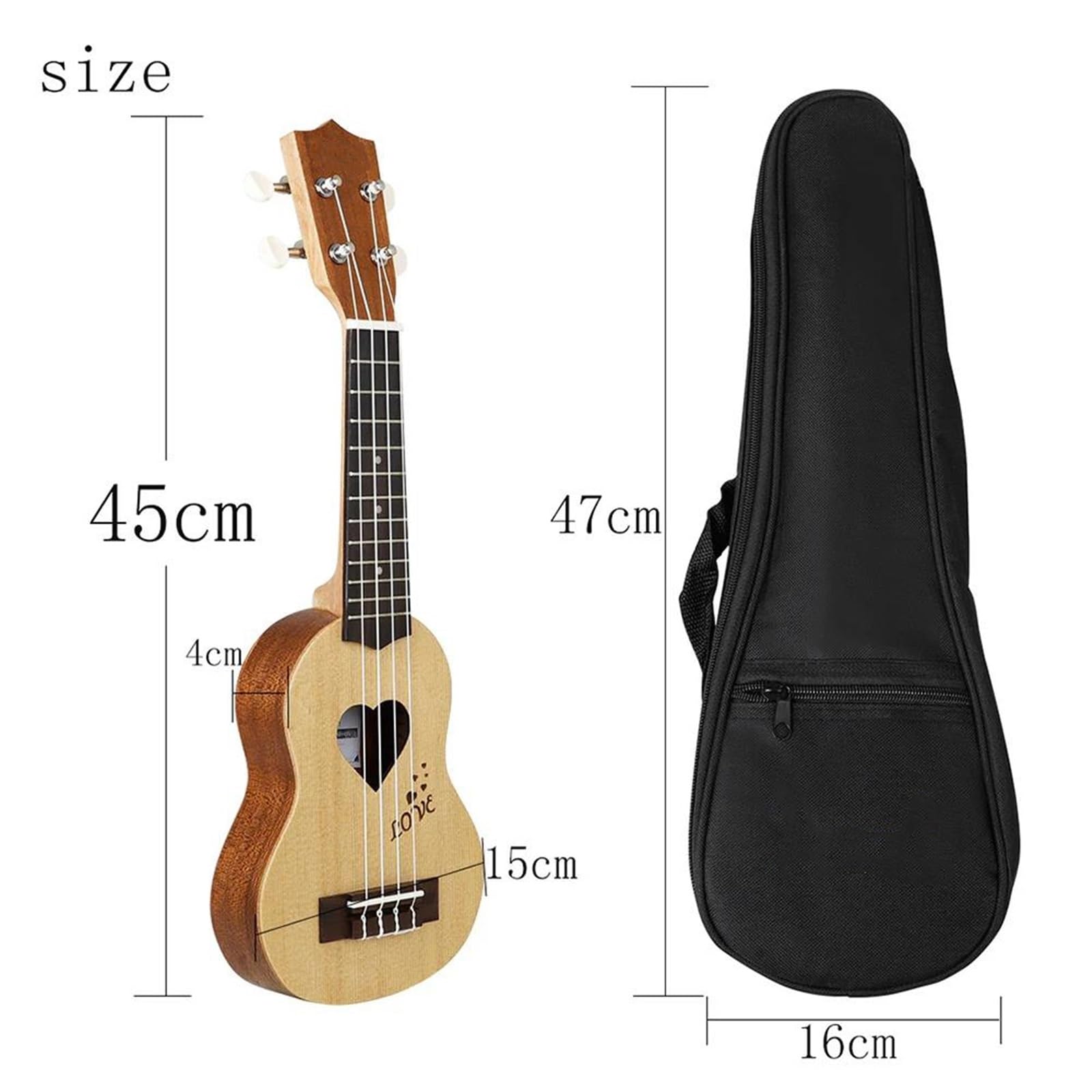 Ukelele Ukelele De 17 Pulgadas Instrumento Musical De Madera De Abeto Guitarra Hawaiana De 4 Cuerdas