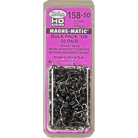 #158-50 Bulk Pack: 50 Pair #158 Scale Whisker Metal Kadee Couplers Medium 9/32" HO Scale
