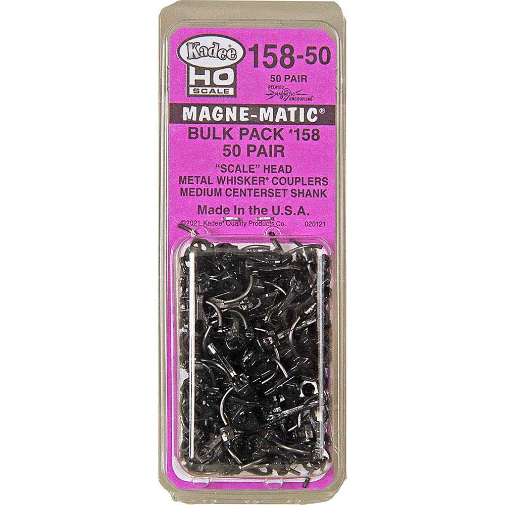Kadee#158-50 Bulk Pack 50 Pair #158 Scale Whisker Metal Couplers Medium 9/32" HO Scale