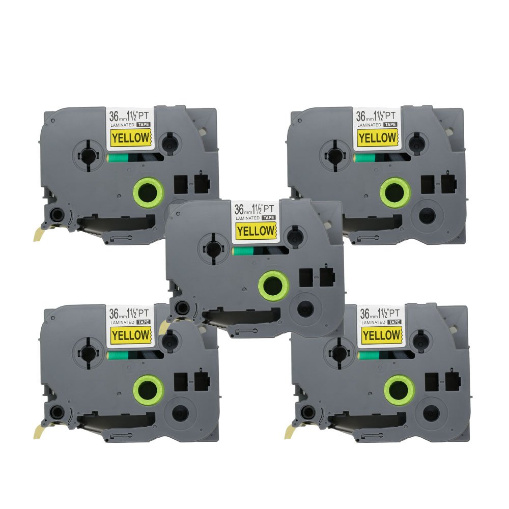BROVACS 5 Pack Black on Yellow Label Tape Compatible for Brother P-Touch TZ 661 TZe 661 36mm 1 1/2" OPA1166x5
