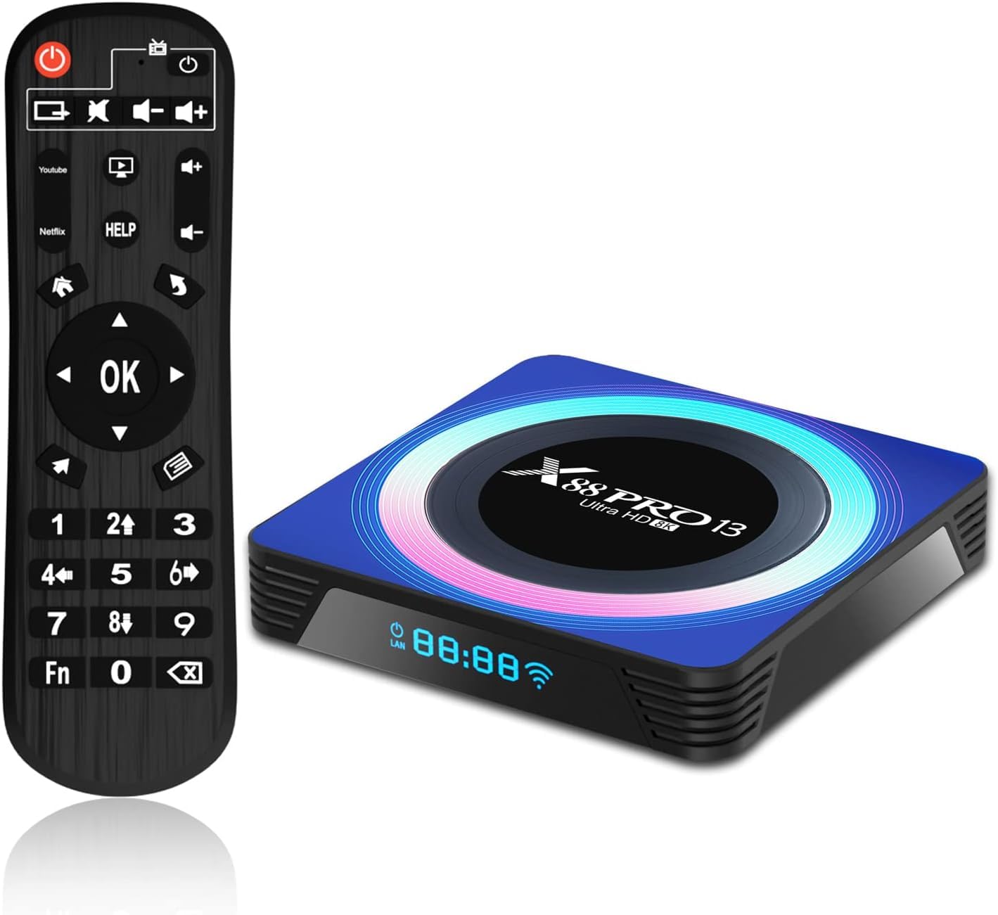 CHROX X88 PRO 13 Android TV Box 13.0, Smart Tv Box RK3528 Quad-Core Cortex-A53 CPU, 2.4Ghz/5Ghz Dual Band Wifi6 8K/4K Ultra HD Resolution Bluetooth 5.0 Set Top Box,4gb+64gb