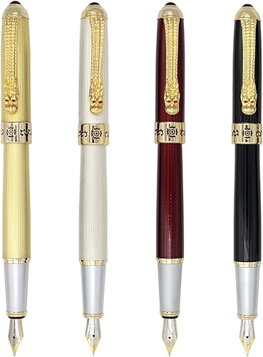 Miniatura 7 de Gullor Pluma estilográfica con convertidor de tinta, clip de dragón dorado, bolígrafo ejecutivo para escritura suave, punta fina, oro