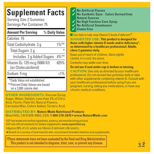 Nature Made Vitamin D3 5000 IU per Serving, 150 Vitamin D Gummies - image 7
