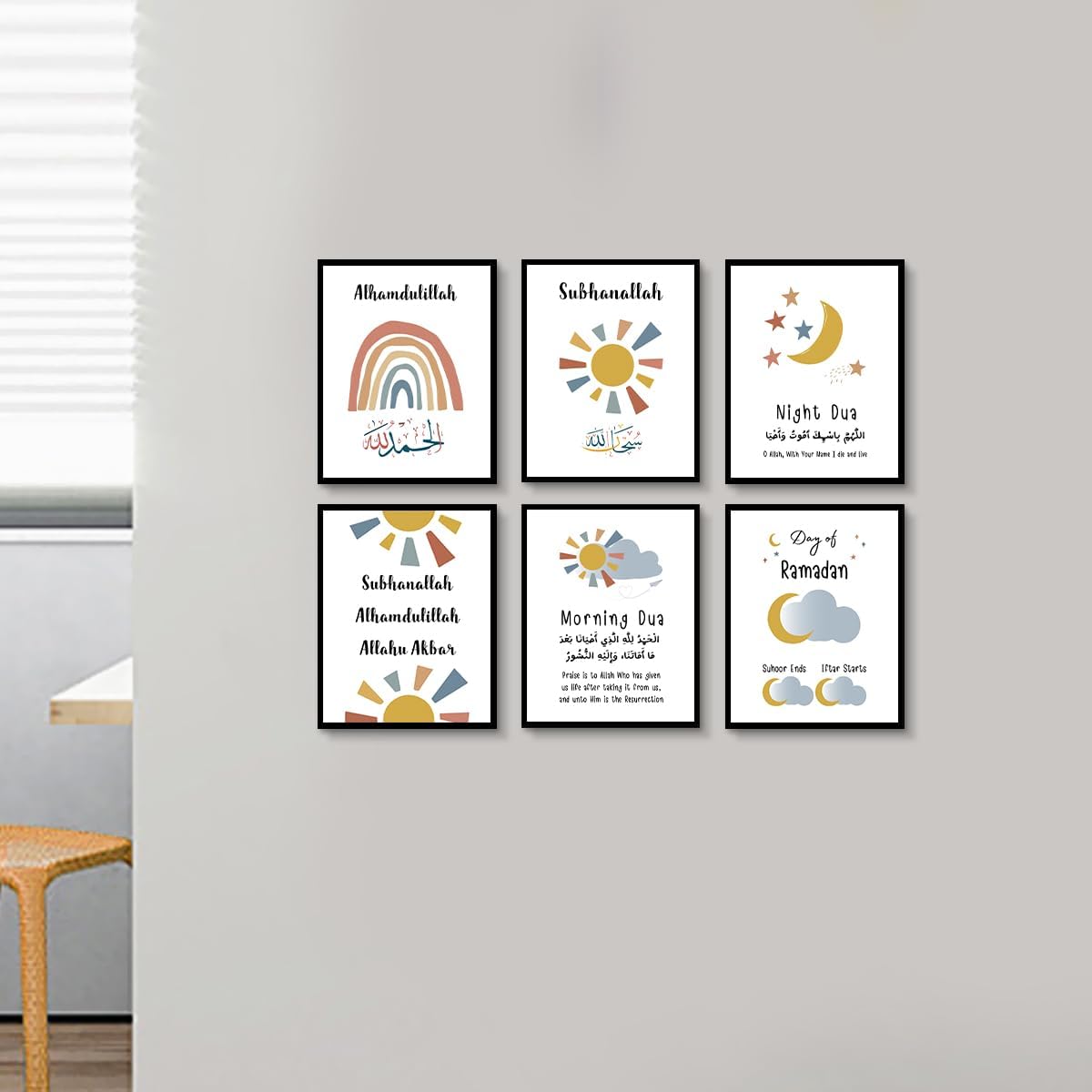 QPOKLAF Kids Mental Health Educational Poster,Islamic Wall Art Quran Quotes Inspirational Prints for Classroom Children's room Wall Decor,Nursery Canvas Prints,Set of 6(8 * 10inch,Unframed).