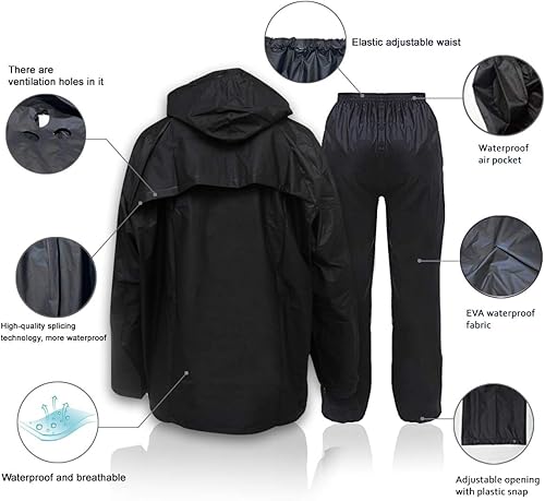 Miniatura 3 de Traje de lluvia para hombres y mujeres, EVA Ultra-Lite impermeable, chaqueta protectora para lluvia con pantalones, ropa de trabajo