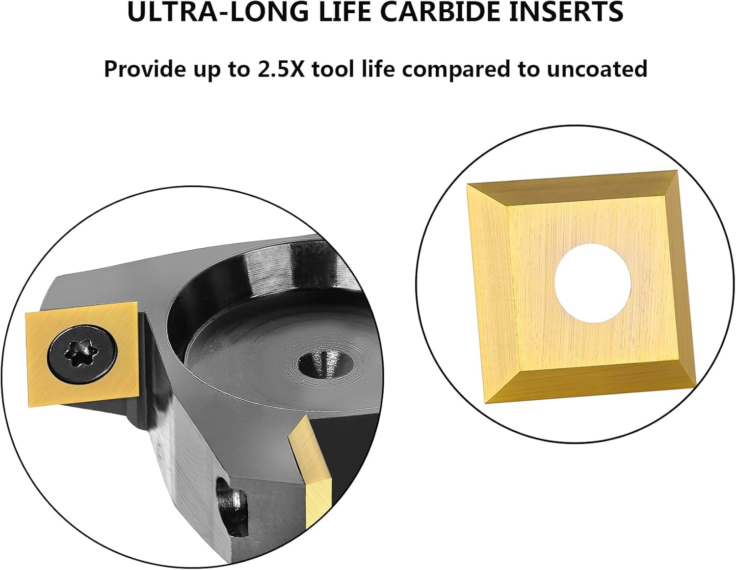 SpeTool Punta per fresa a 4 alette rivestite in carburo CNC, codolo da 1,27 cm, diametro di taglio 6,3 cm, include 4 inserti aggiuntivi in carburo