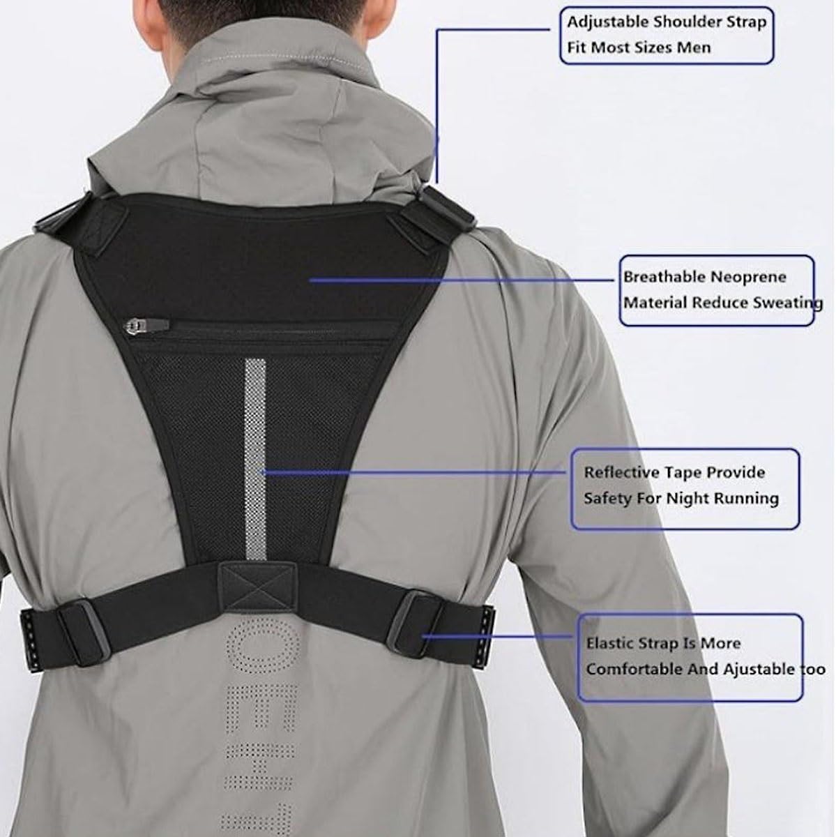 EUNOGO Outdoor Chest Bag For Men and Women, Tactical Chest Pack, Adjustable Running Vest Bag,EDC Chest bag for Travel