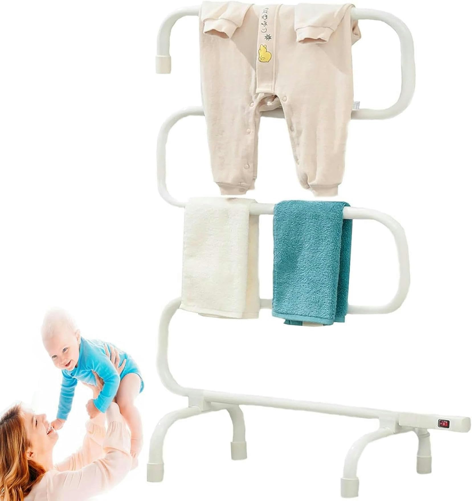 Radiateur sèche-serviettes chauffage électrique au sol de bain 4 barres en S température 55°