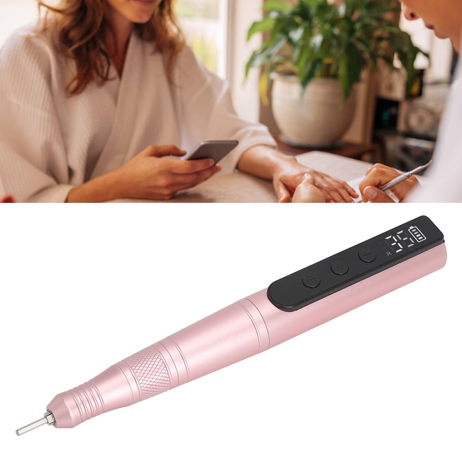 35000 U/min Wiederaufladbarer Elektrischer Nagelschleifstift-Nagelpolierer (Rosa)