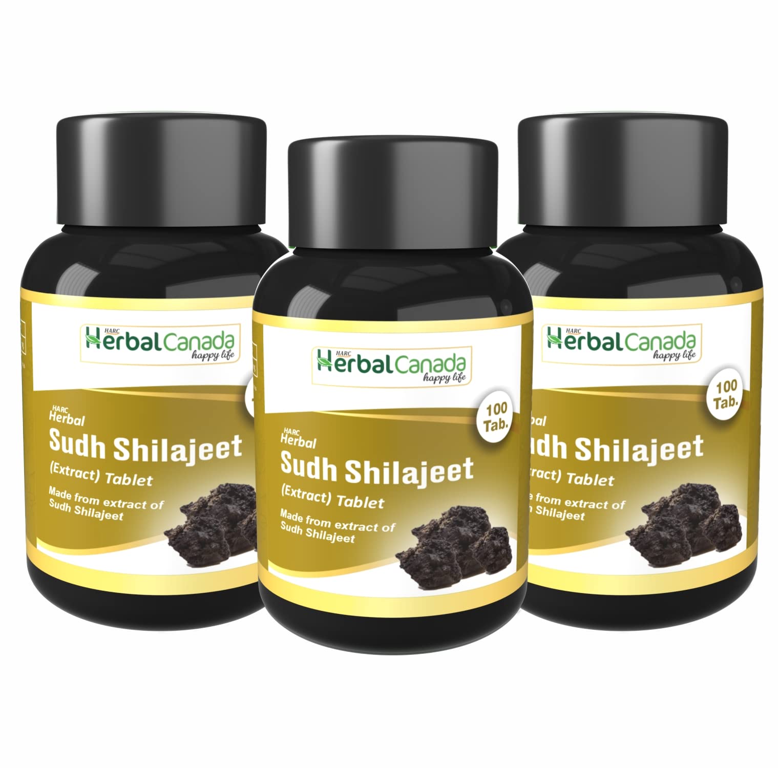 Harc Herbal Canada Sudh Shilajit Tablets - 100 Veg. Tablets (Pack of 3)
