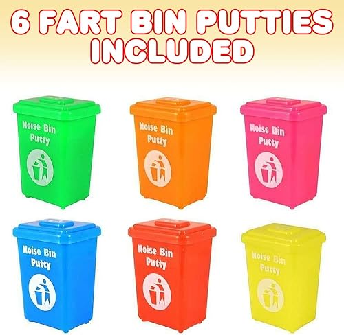 Miniatura 2 de ArtCreativity Juego de 6 cubos de basura para pedos, colores vibrantes surtidos, recuerdos de fiesta de cumpleaños, rellenos de bolsas de golosinas,