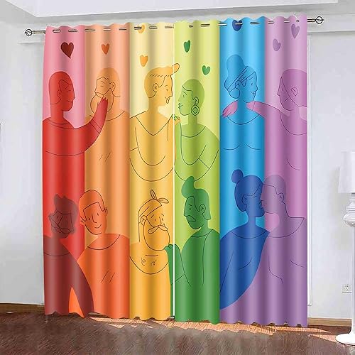 Miniatura 2 de EOTDMS CLDWEO0575 - Cortina LGBT, con diseño de arcoíris gay, con aislamiento térmico y ojales, para sala de estar, dormitorio, 42 x 84 pulgadas,