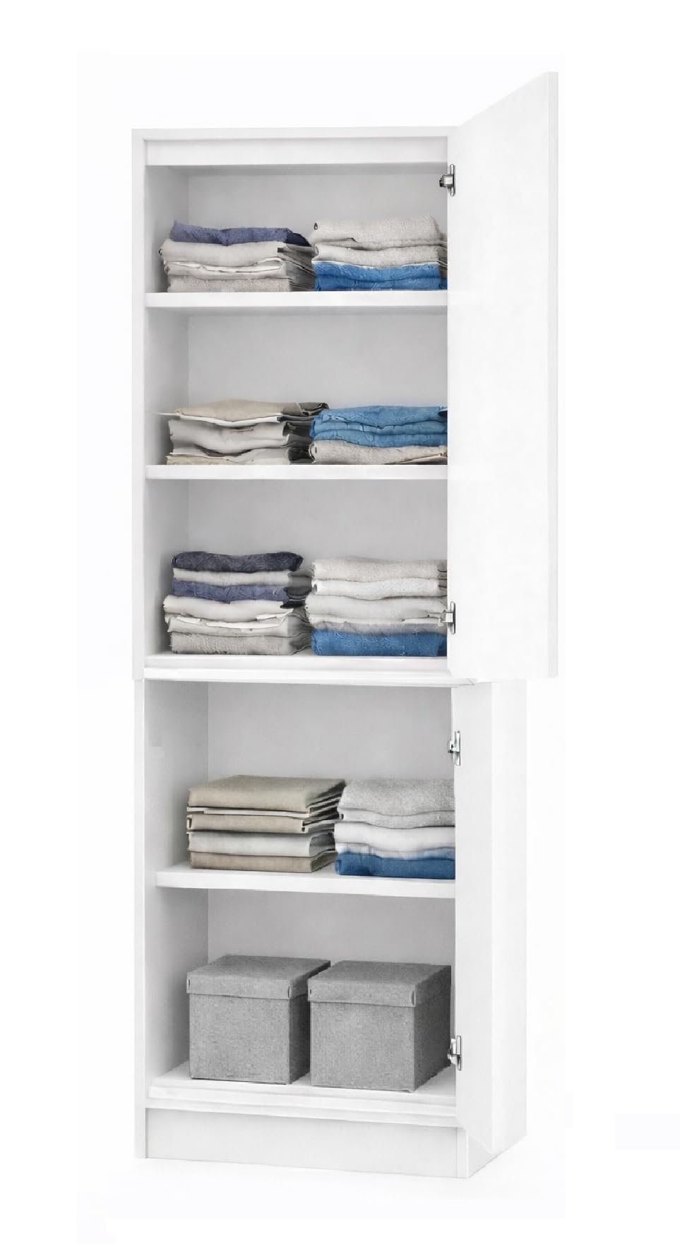 Mehrzweckschrank Garderobenschrank Kleiderschrank mit 2 Türen und 5 Fächern Universeller Schrank für Büro und Zuhause 180,5x50x40cm (Weiß)
