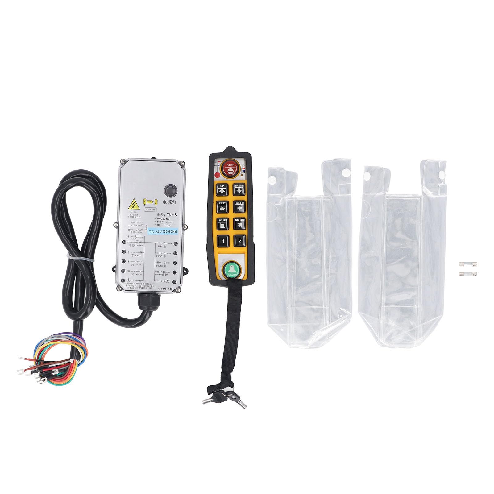 Wireless Crane Remote Control, 6 Key Industrial Remote Control Kit with LED Indicator, IP65 Waterproof Electric Hoist 100m Long Transmit Range