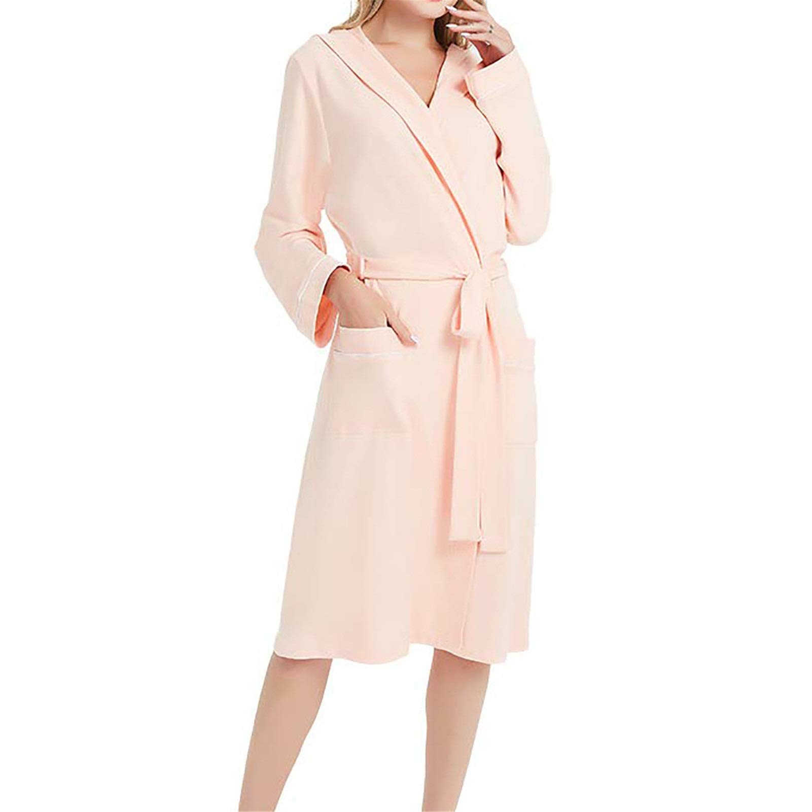 Generico Accappatoio Lungo da Donna, Realizzato in Microfibra per Un Calore Ottimale, con Design Senza Cuciture E Apertura Frontale, Adatto alle Pelli Sensibili (Apricot Pink M)