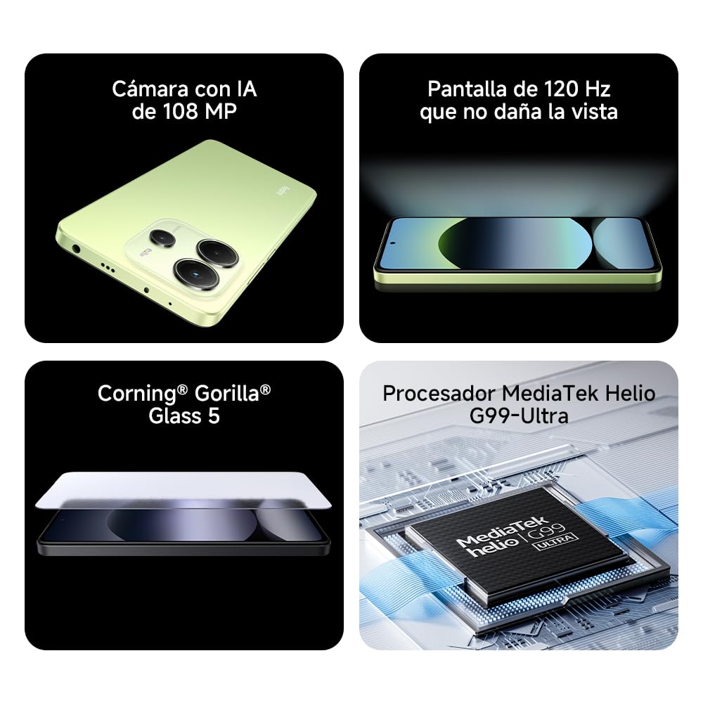 XIAOMI Redmi Note 14 - Smartphone de 6+128GB, Pantalla de 6.67" AMOLED FHD+ 120Hz, MediaTek Helio G99-Ultra, cámara de 108MP, TurboCharge 33W, 5500 mAh, Cargador no Incluido, Negro (Versión ES) — view 3