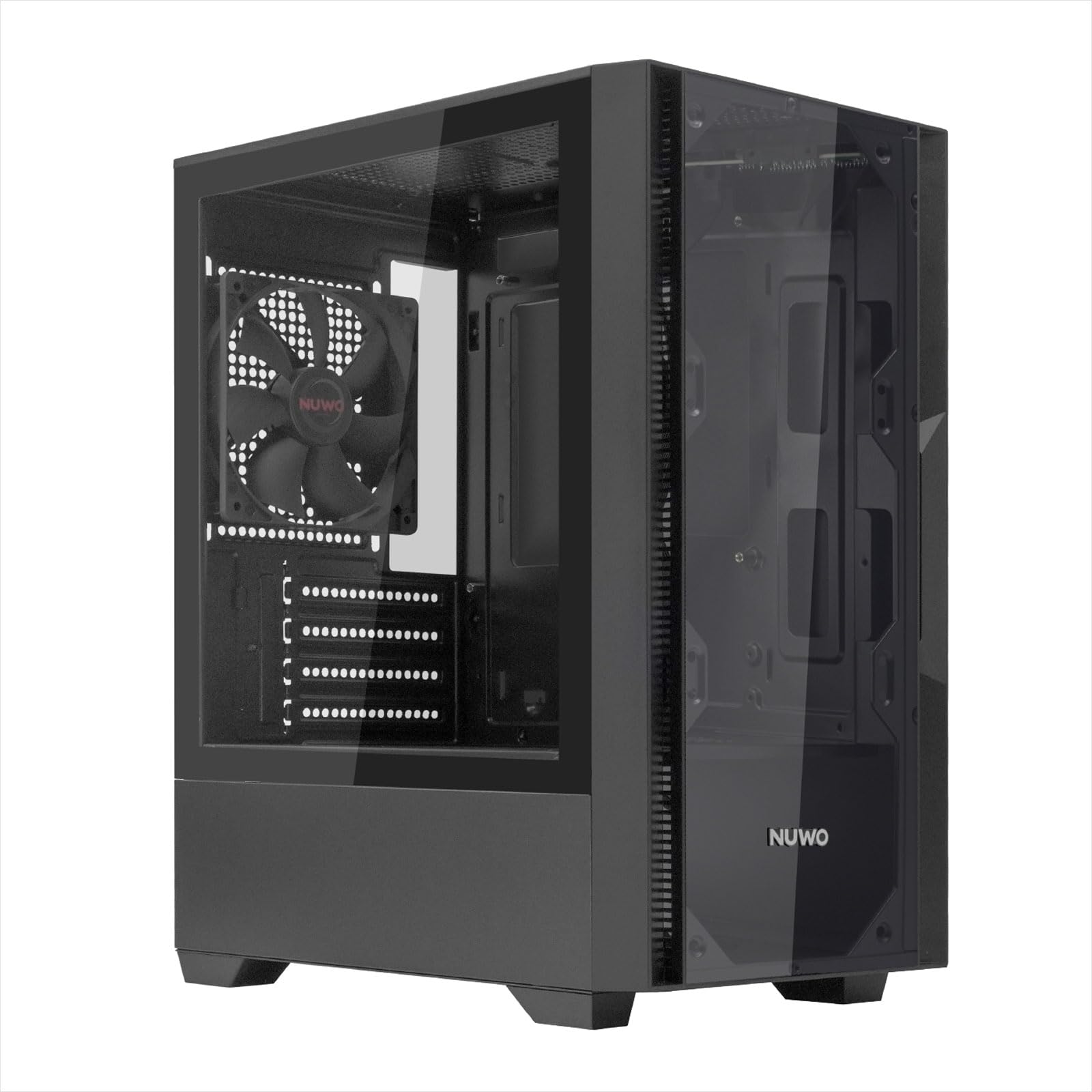 Nuwo Gigan BK100 Case PC Gaming Micro-ATX Mini-ITX | Mini Tower Frontale e Laterale in Vetro Temperato Panoramico | Ventola 120mm Preinstallata