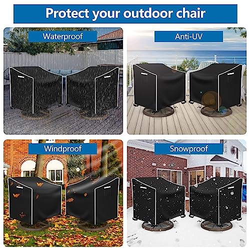 Akefit Outdoor Swivel Lounge Chair Cover 2 Pack，Waterproof Heavy Duty Outdoor Chair Covers,Patio Chair Covers Fit For Outdoor Furniture/Most Lawn Patio Chairs (30 W X 34 D X 38.5 H Inches Black) #TOP7