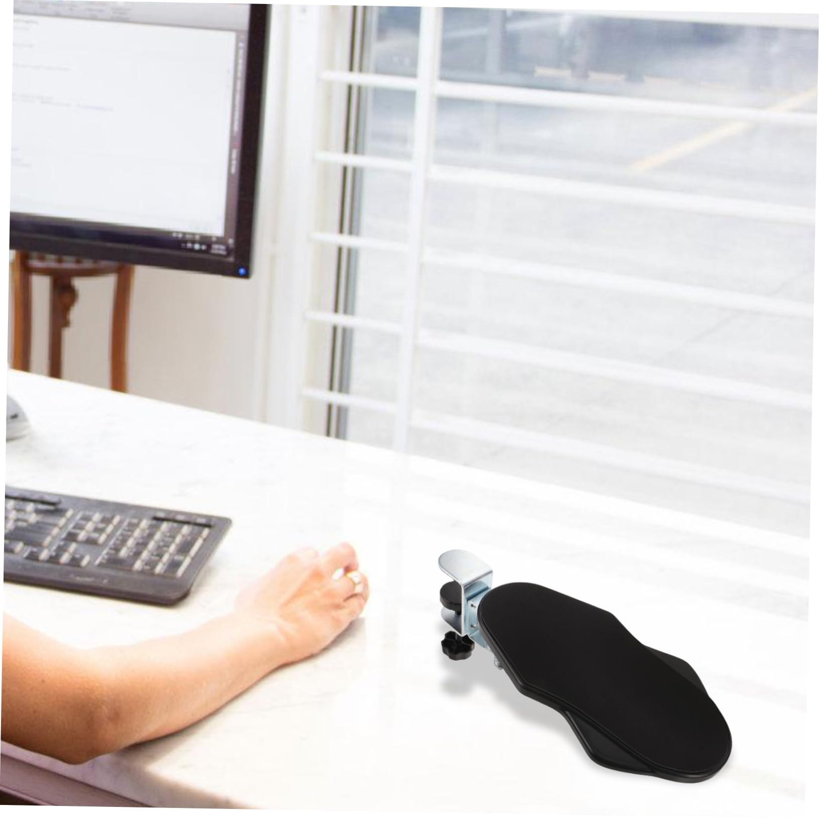 HOMSFOU Reposabrazos Ergonómico Plegable para Escritorio Soporte para Muñeca, Material Abs y Hierro, Adecuado para Uso en Casa y Viajes