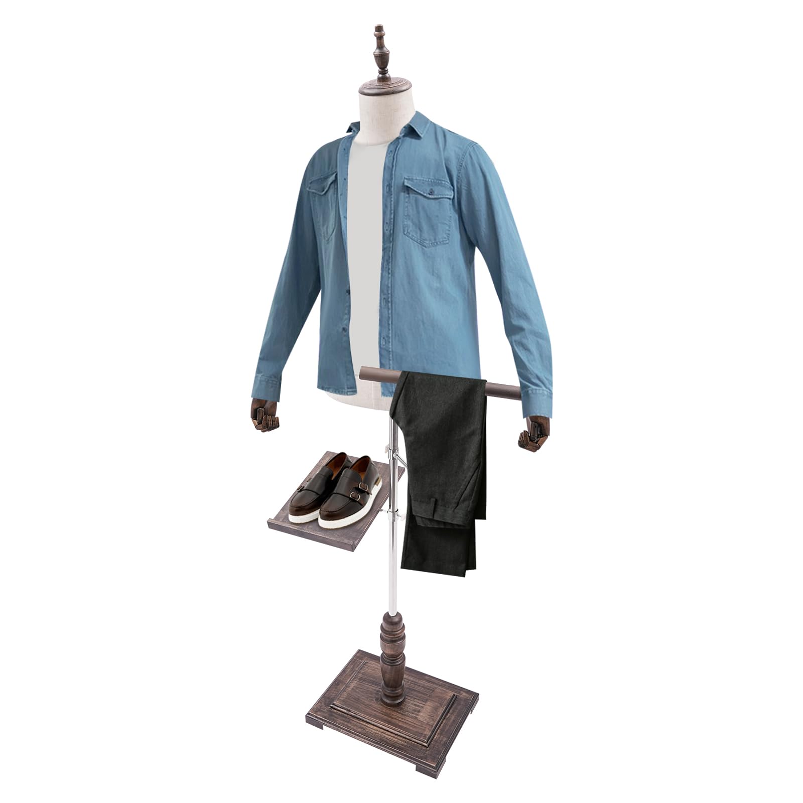 Mannequin Torso Body mit Ständer, verstellbare Höhe, Kleidung Manikin, abnehmbare Hosenablage & Schuhhalter für Display