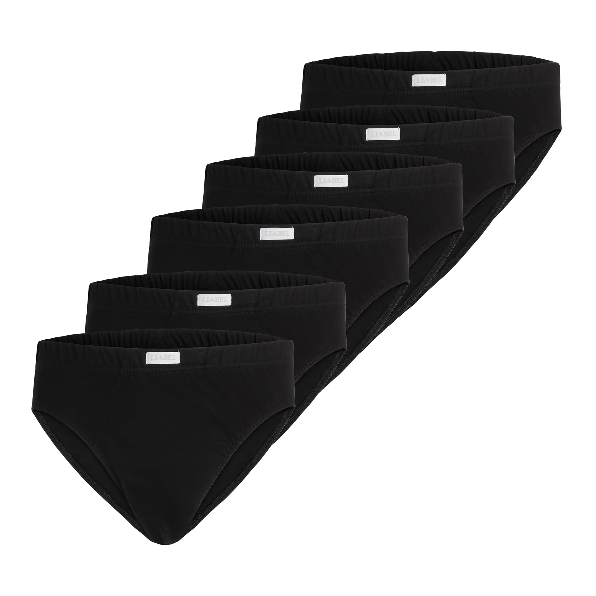 LIABEL Slip Uomo in Cotone Elasticizzati (Pacco da 6 e da 12 Paia), Traspiranti, Ipoallergenico Cuciture Rinforzate Underwear – Mutande Intimo Confortevole Certificato Oeko-Tex