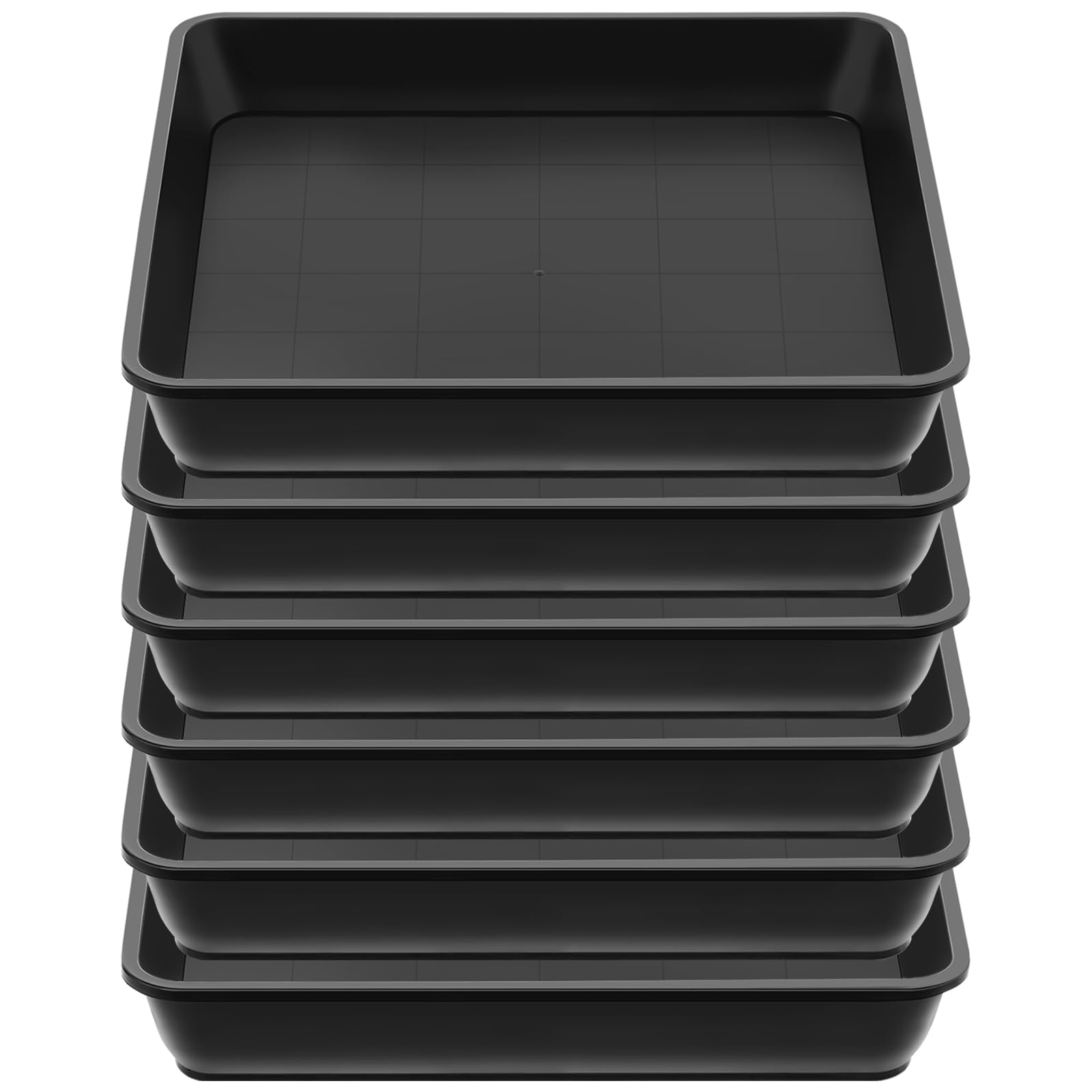 Sibosen 6 Pack Square Plant Saucer,35cm 13.7inch Plastic Plant Water Drip Tray,Flower Pot Saucers,Square Planters for Indoors and Outdoors No Holes Plants Garden Saucer for Plant Pots