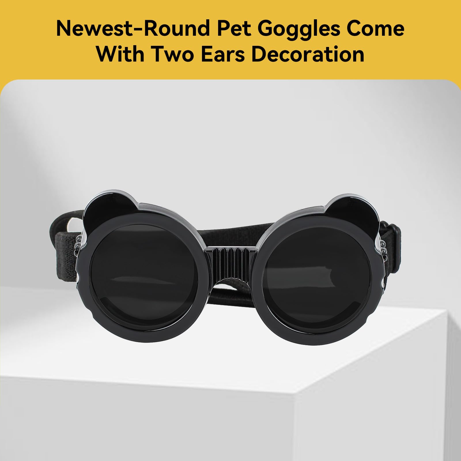 NAMSAN Occhiali da Sole per Cani di Piccola Taglia - Montatura Rotonda, Protezione UV - Nero