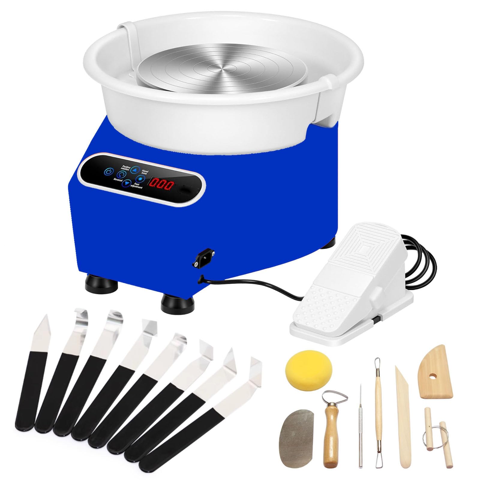 FBJAMZ Electric Pottery Wheel,with Foot Pedal Touch Screen, Direct Drive Clay Modeling Machine,Perfect for Artists Hobbyists (Blue)