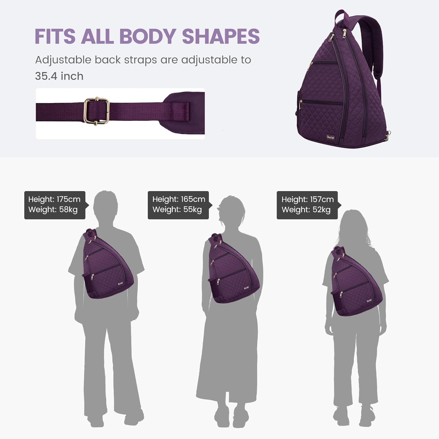 Sucipi Women's Pickleball Backpack - Quilted Crossbody Sling Bag for Tennis & Pickleball Paddle