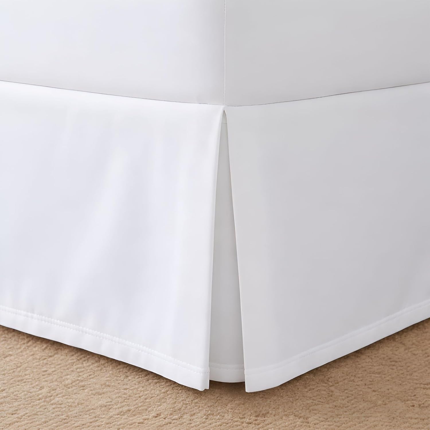 Box Pleated Styling Dust Ruffled Easy Fit Tailored Drop, Luxury Bedding Wrinkle, Fade, Stain Resistant 1800 Ultra-Soft Microfiber Box Pleated Bed Skirts Queen 25 Drop, White Solid